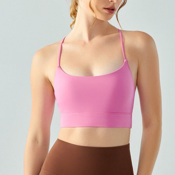 Beautiful back halter yoga tank top with chest pad women stretch U neck simple versatile running sports fitness - Image 3