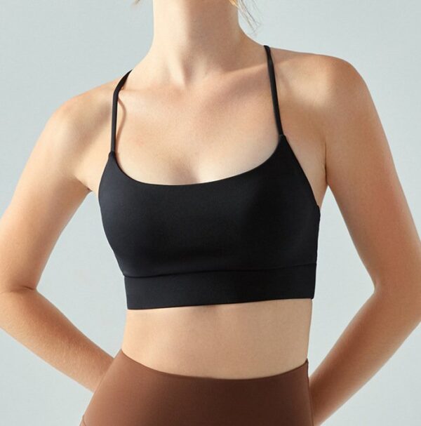 Beautiful back halter yoga tank top with chest pad women stretch U neck simple versatile running sports fitness - Image 2