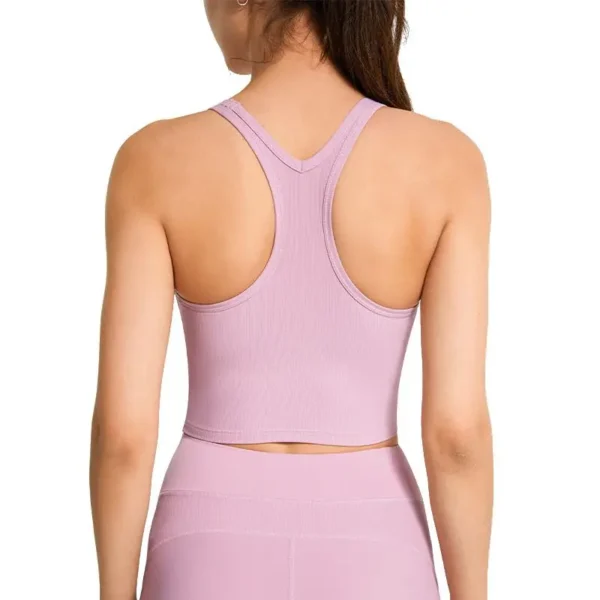 Yoga Top Women Sports Vest Ribbed Underwear Wireless Push Up Vests High Support Running Jogging Gym Fitness Racer Back Tank Tops - Image 6