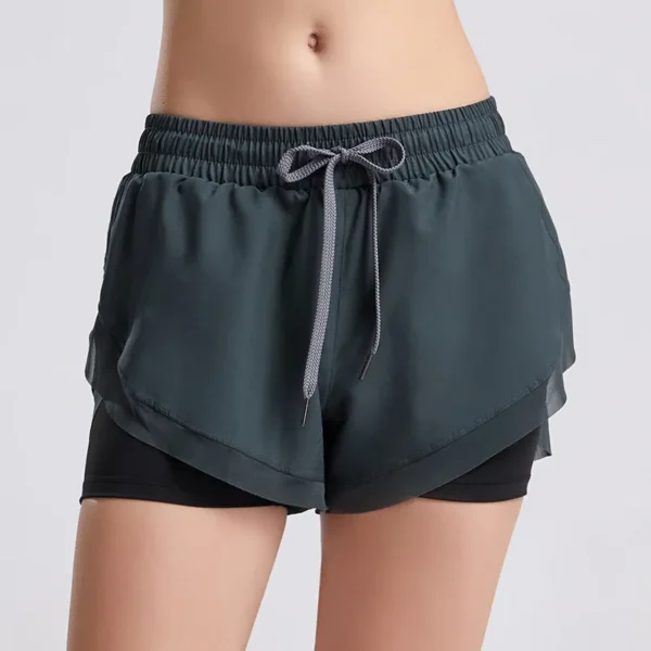Summer Street Running Shorts Women 2 In 1 Marathon Quick Dry Shorts Gym Fitness Loose Sport Shorts Breathable Yoga Shorts