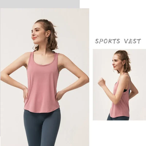 Sexy Backless Fitness Yoga Tops Women Sleeveless Workout Shirts Vest Quick Dry Loose Sport Tank Top Running Training T Shirt - Image 3