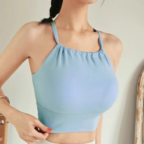Sports Pleated Vest Sling Without Steel Ring Cross-fixed Beautiful Back with Thin Belt, Hot Girl Can Wear Vest Outside.
