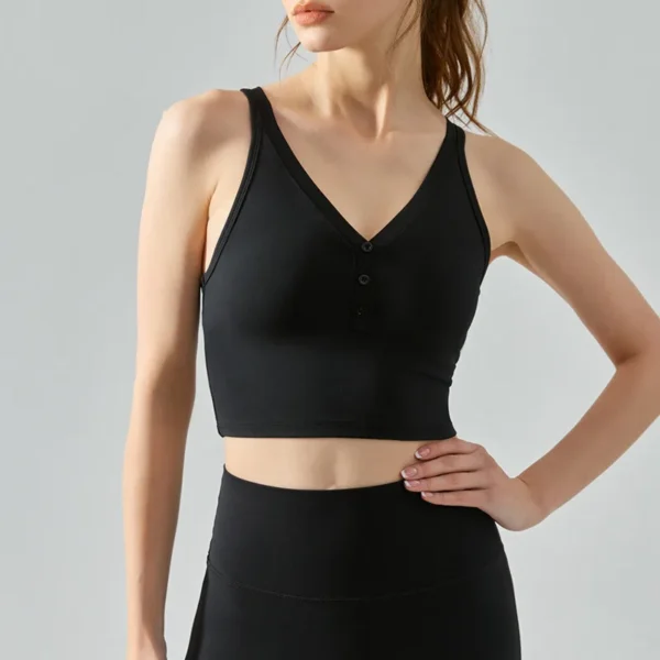 V Neck Yoga Tank Tops Women Fitness Top Shockproof Sports Vests Training Sleeveless Gym Tops Sexy Cross Back Running Vest - Image 5