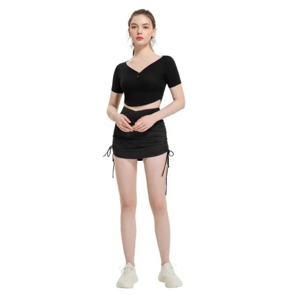 New Ladies Yoga High-waist Long-leg Light-proof Quick-drying Tennis Skirt - Image 3