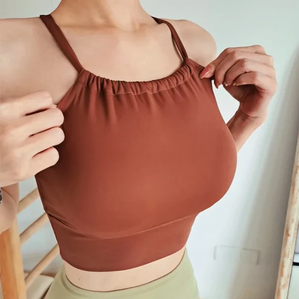 Sports Pleated Vest Sling Without Steel Ring Cross-fixed Beautiful Back with Thin Belt, Hot Girl Can Wear Vest Outside. - Image 5